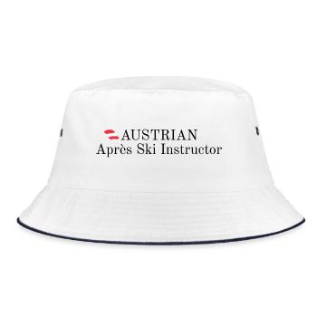 Austrian Apres Ski Instructor - Bucket Hat - Weiß/Navy - Vorne