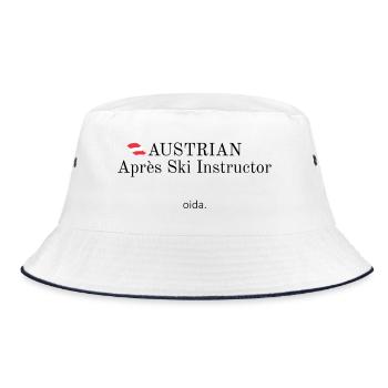 Austrian Apres Ski Instructor - Bucket Hat - Weiß/Navy - Vorne