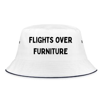 Flights over Furniture Reisen Travel Flüge - Bucket Hat - Weiß/Navy - Vorne
