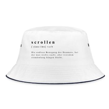 Scrolling – The Art of Thumb Acrobatics - Bucket Hat - white/navy - Front
