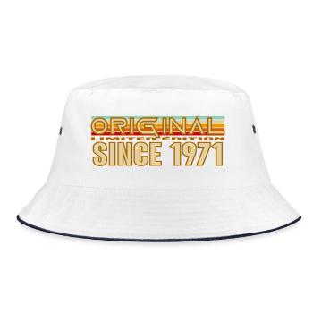 Original seit 1971 Retro-Logo - Bucket Hat - Weiß/Navy - Vorne