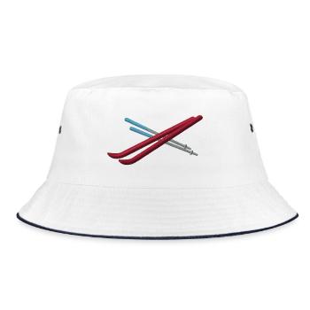 Embroidered skis - Bucket Hat - white/navy - Front