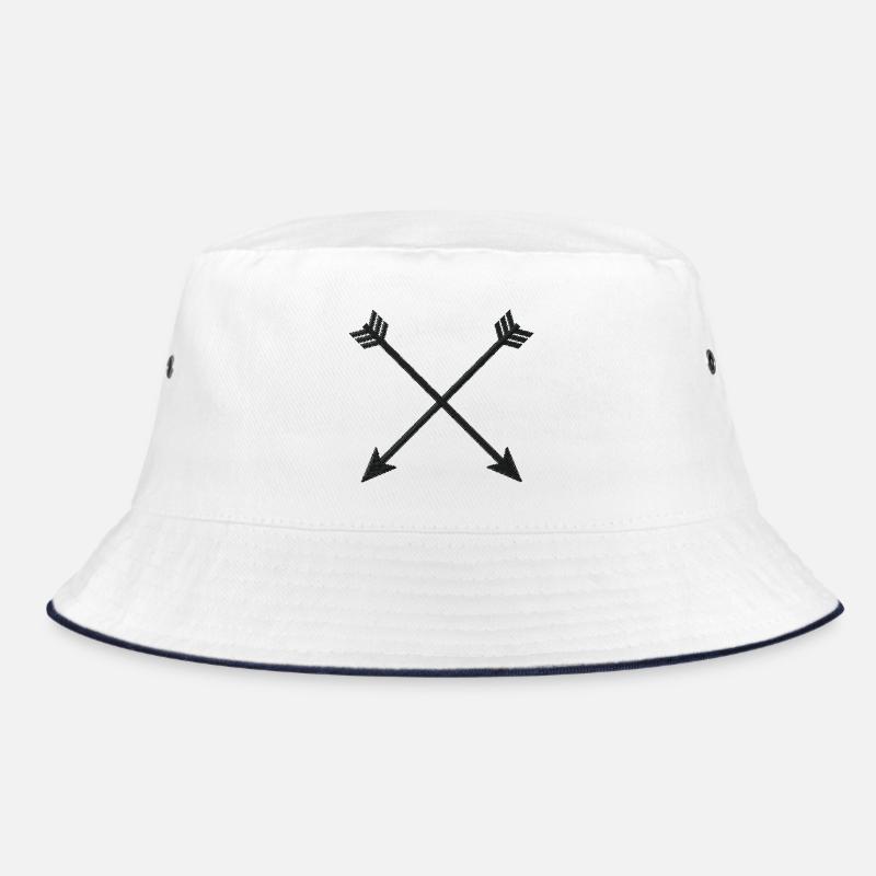Pfeilen bestickt - Bucket Hat - Weiß/Navy