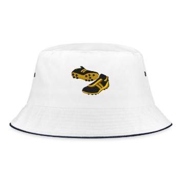 Fußballschuhe bestickt - Bucket Hat - Weiß/Navy - Vorne