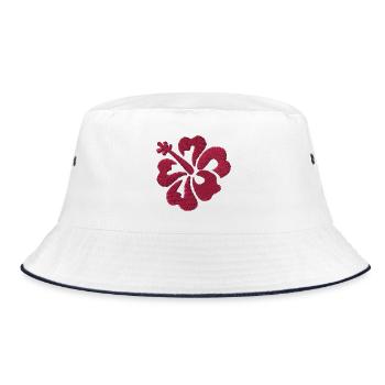 Flower embroidered - Bucket Hat - white/navy - Front