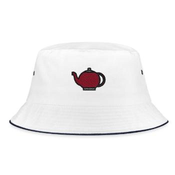 Tea kettle embroidered - Bucket Hat - white/navy - Front