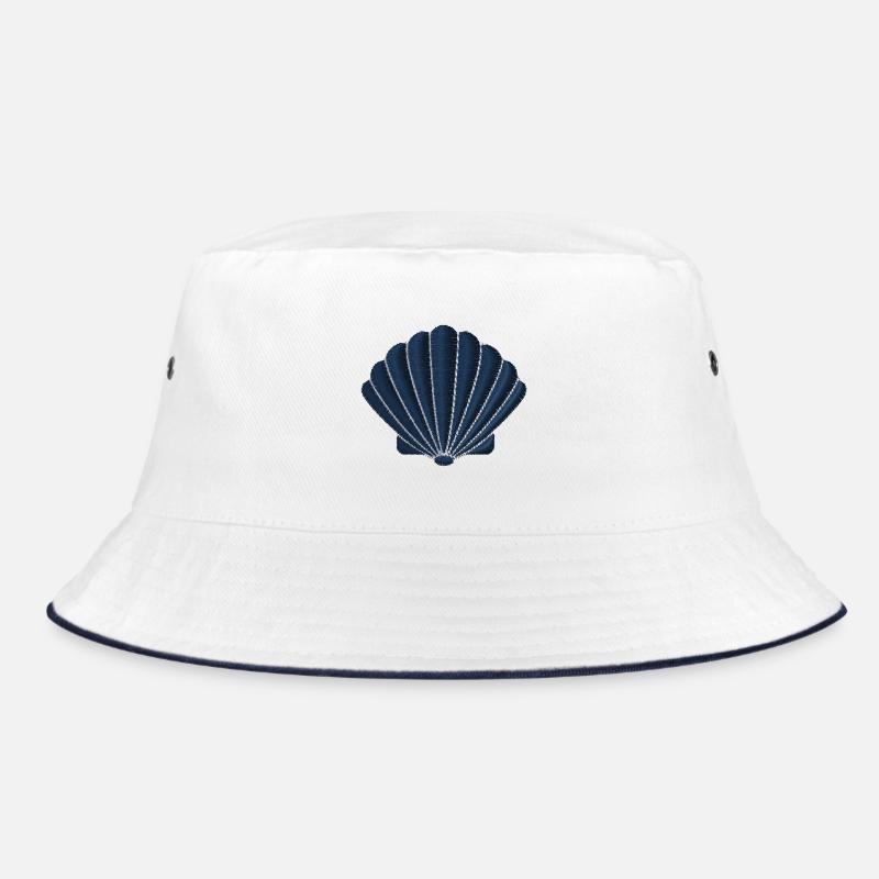 Shell embroidered - Bucket Hat - white/navy