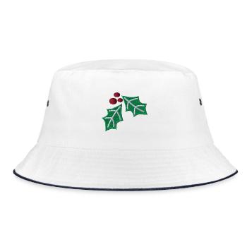 Kornelkirsche bestickt - Bucket Hat - Weiß/Navy - Vorne