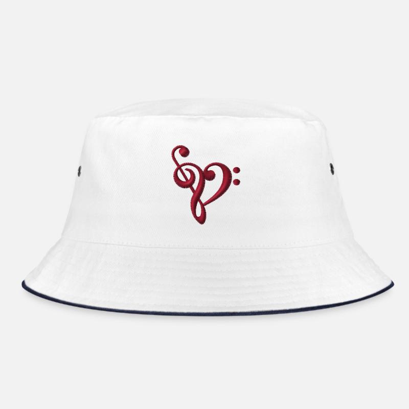 Note embroidered - Bucket Hat - white/navy