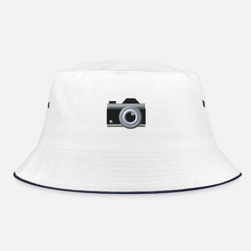 Camera embroidered - Bucket Hat - white/navy