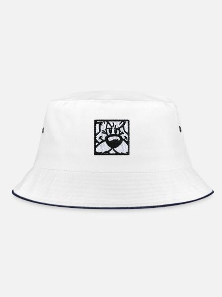 Asterix & Obelix Stickmotiv Idefix  - Bucket Hat - Weiß/Navy