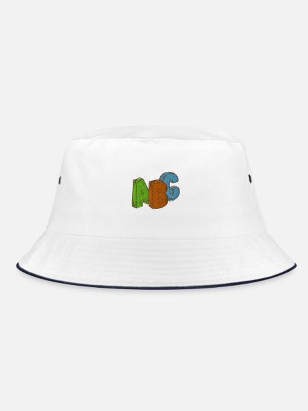 ABC - Bucket Hat - Weiß/Navy - Vorne