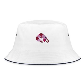 Shrimp embroidered - Bucket Hat - white/navy - Front