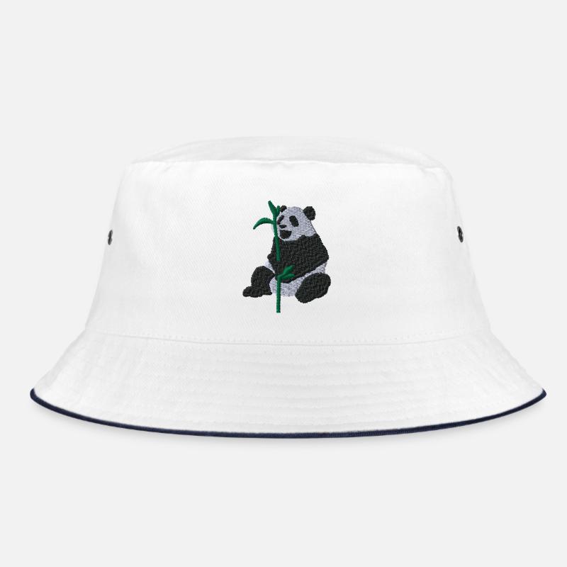 Pandabär - Bucket Hat - Weiß/Navy