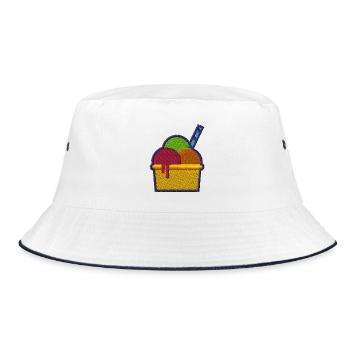 Eis - Bucket Hat - Weiß/Navy - Vorne