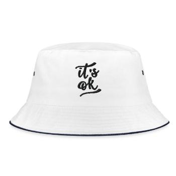 Es ist okay bestickt - Bucket Hat - Weiß/Navy - Vorne