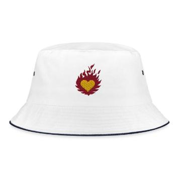 Burning heart embroidered - Bucket Hat - white/navy - Front