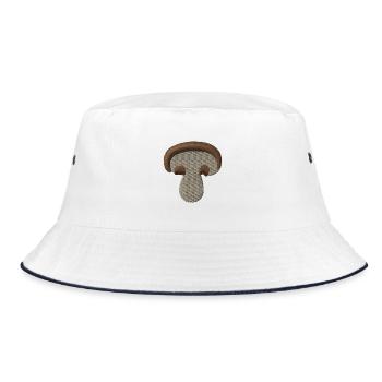 Champignon bestickt - Bucket Hat - Weiß/Navy - Vorne