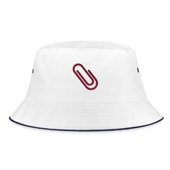 Embroidered paper clip - Bucket Hat - white/navy - Front