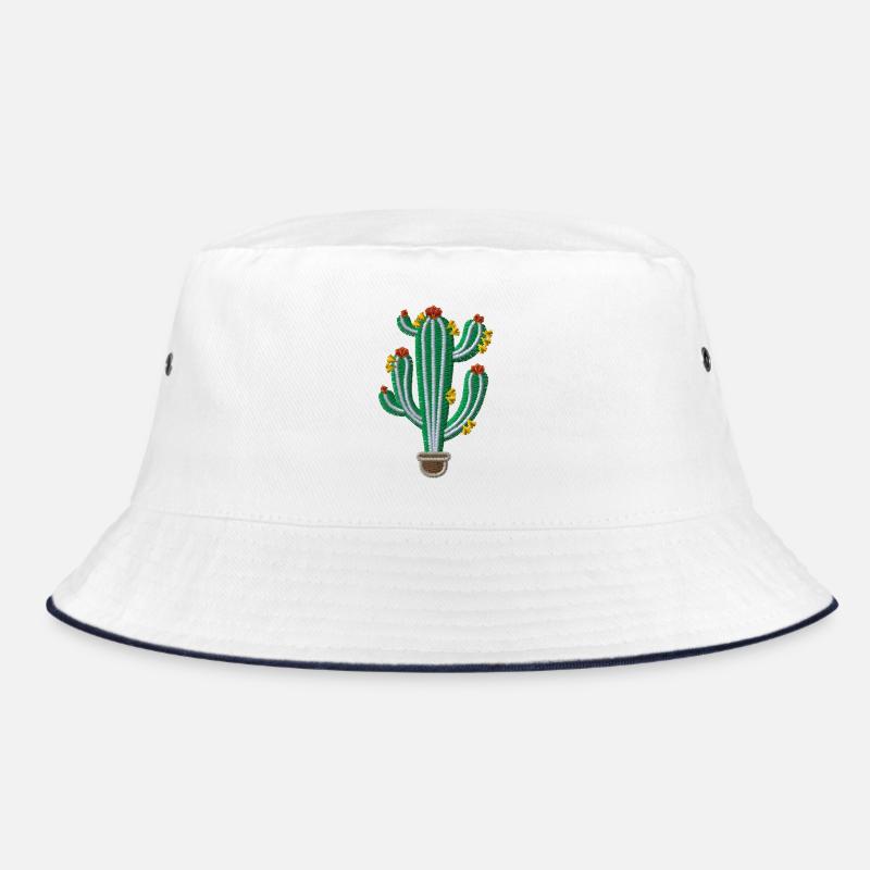 Kaktus 1 - Bucket Hat - Weiß/Navy