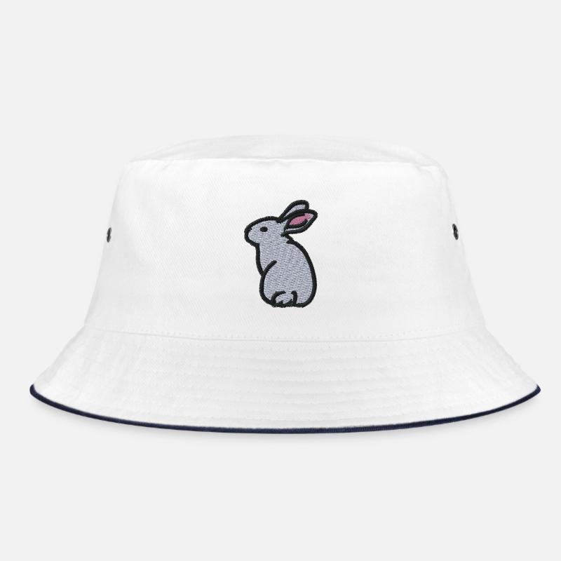 Lapin brodé - Bob - blanc/marine