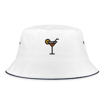 Cocktail embroidered - Bucket Hat - white/navy - Front