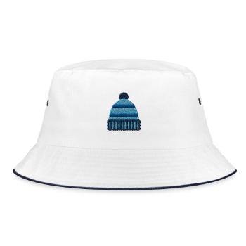 Embroidered winter hat - Bucket Hat - white/navy - Front