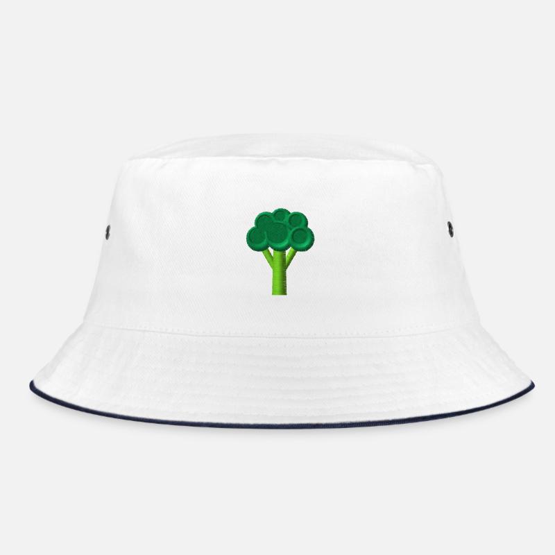 Embroidered broccoli - Bucket Hat - white/navy
