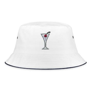 Cherry Martini embroidered - Bucket Hat - white/navy - Front
