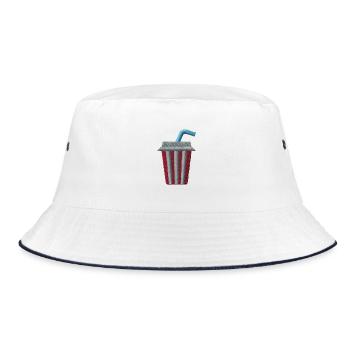 Limonadenbecher bestickt - Bucket Hat - Weiß/Navy - Vorne