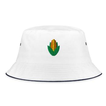 Corn embroidered - Bucket Hat - white/navy - Front