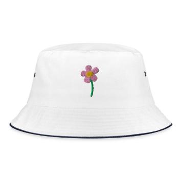 Spring Flower Embroidered - Bucket Hat - white/navy - Front