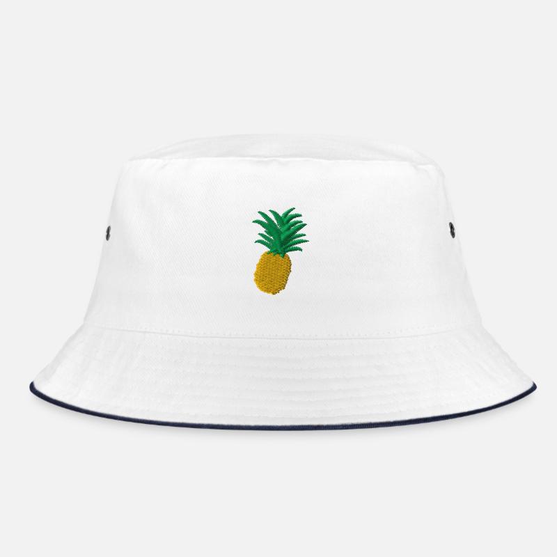 Ananas - Bucket Hat - Weiß/Navy
