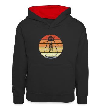 Ampoule vintage - Sweat à capuche contrasté Enfant - noir/rouge - Devant