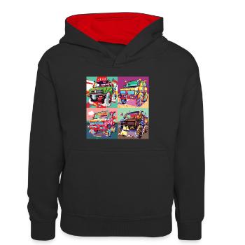 Unimog - Modern - Warhol - Outil motorisé universel - Sweat à capuche contrasté Enfant - noir/rouge - Devant
