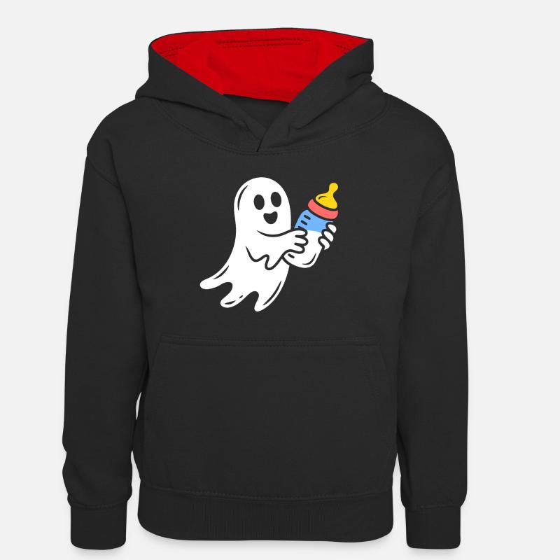Fantôme câlin avec flacon - Sweat à capuche contrasté Enfant - noir/rouge