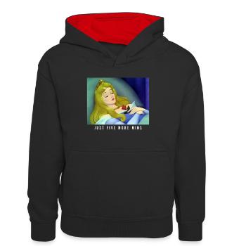 Dornrösschen Schlafend Just Five More Minutes - Kinder Kontrast-Hoodie - Schwarz/Rot - Vorne