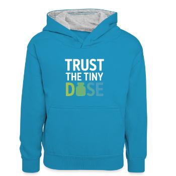 Homeopathy Trust The Tiny Dose Professional Gear  - Kids’ Contrast Hoodie - peacock blue/heather grey - Front