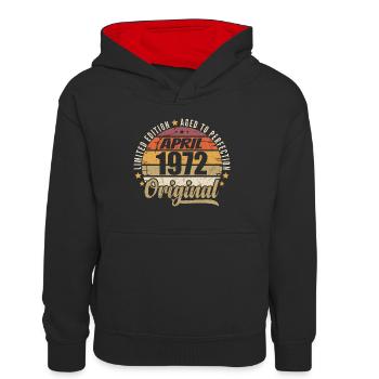 Cadeau D'anniversaire Avril 1972 - Sweat à capuche contrasté Enfant - noir/rouge - Devant