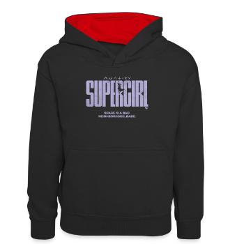 Supergirl Movie Lettrage Avec Symbole Et Citation - Sweat à capuche contrasté Enfant - noir/rouge - Devant