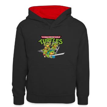 Les Tortues Ninja Logo Officielle - Sweat à capuche contrasté Enfant - noir/rouge - Devant
