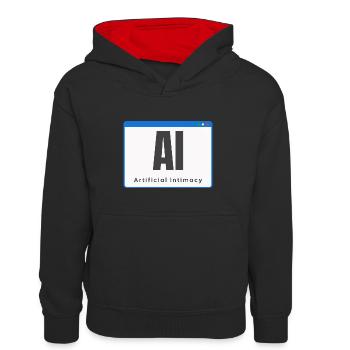 Artificial Intimacy Künstliche Intelligenz - Kinder Kontrast-Hoodie - Schwarz/Rot - Vorne