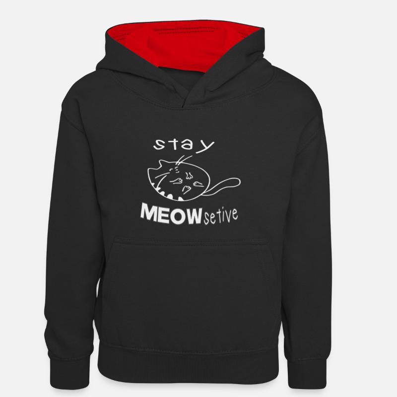 rester MEOWsetive - Sweat à capuche contrasté Enfant - noir/rouge