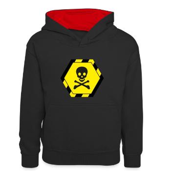 Totenkopf - Kinder Kontrast-Hoodie - Schwarz/Rot - Vorne