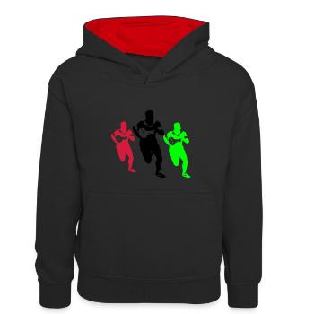 Rugby, Sport - Kinder Kontrast-Hoodie - Schwarz/Rot - Vorne