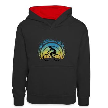 Radfahrer - Kinder Kontrast-Hoodie - Schwarz/Rot - Vorne