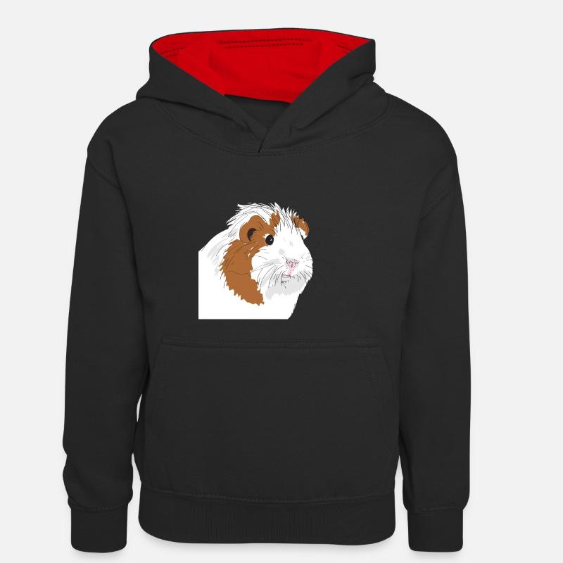 Cochon d'Inde - Sweat à capuche contrasté Enfant - noir/rouge