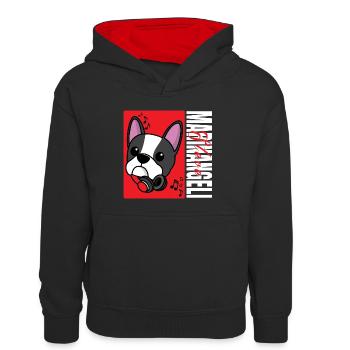 Bulldog Head STEVE White - Kinder Kontrast-Hoodie - Schwarz/Rot - Vorne