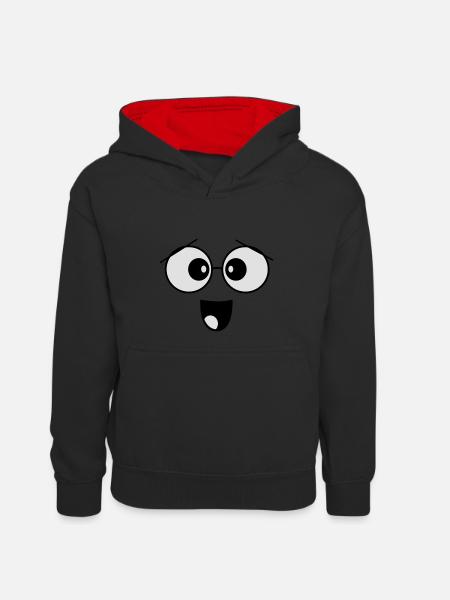 face - Kids’ Contrast Hoodie - black/red
