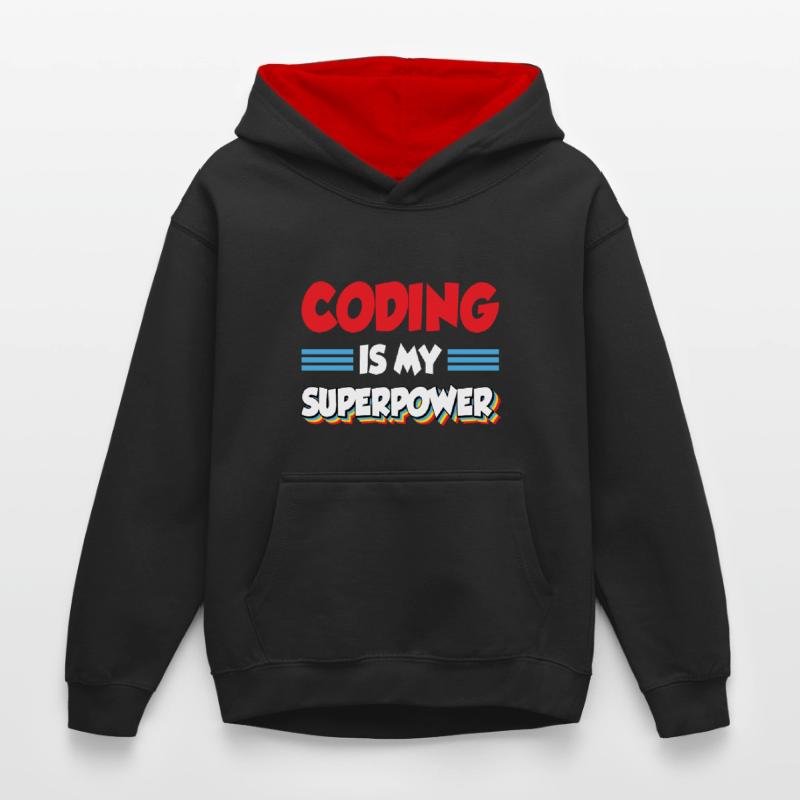 Coding Is My Superpower Programming Coder Computer Kinder Kontrast-Hoodie